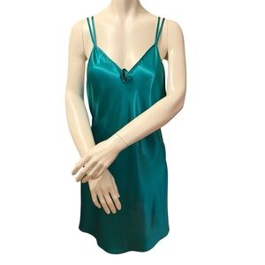 Vintage Victoria’s Secret Gold Label Teal Satin Slip Dress
